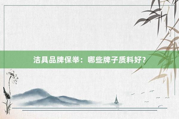 洁具品牌保举：哪些牌子质料好？